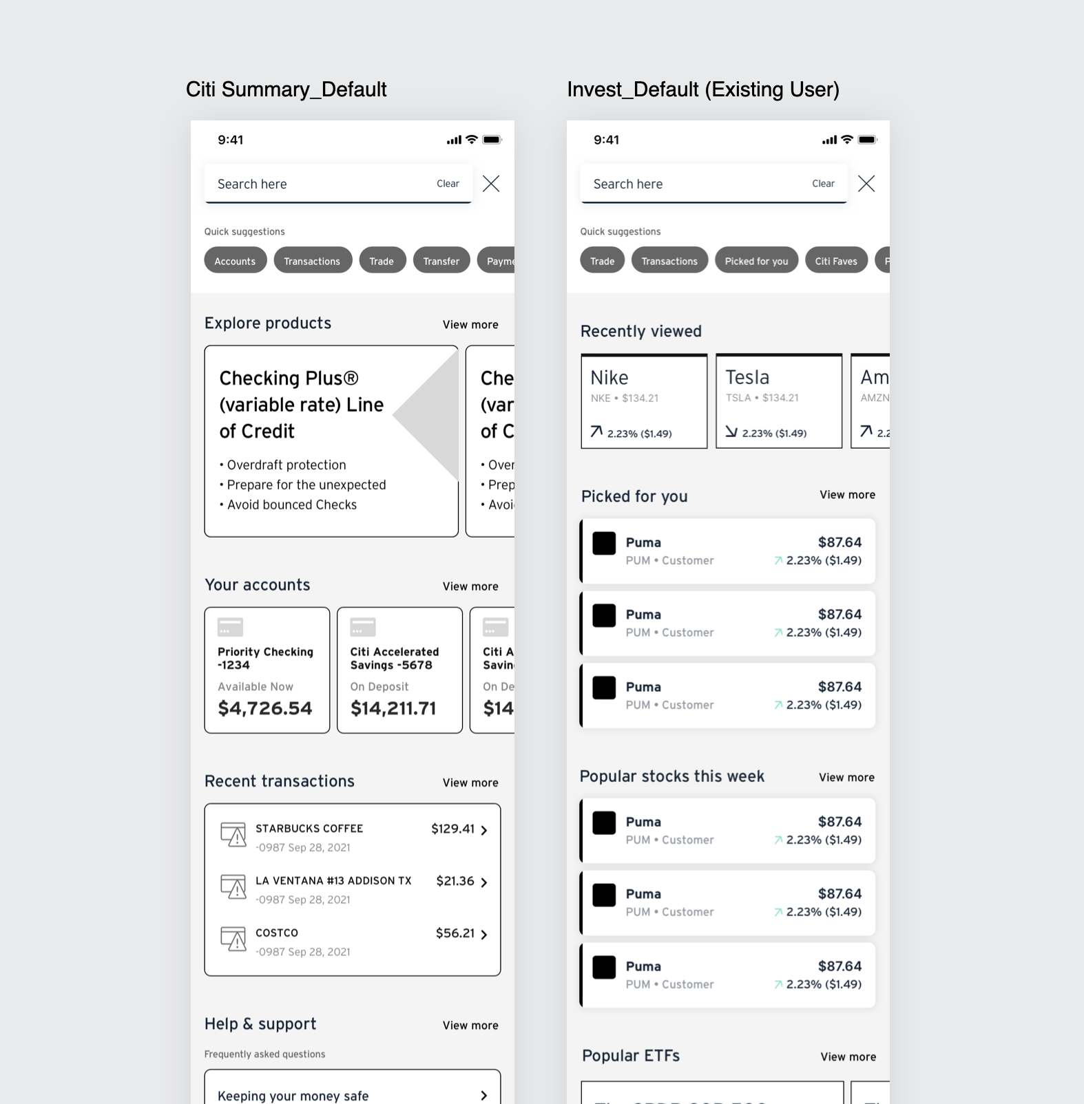 Personalised default page
