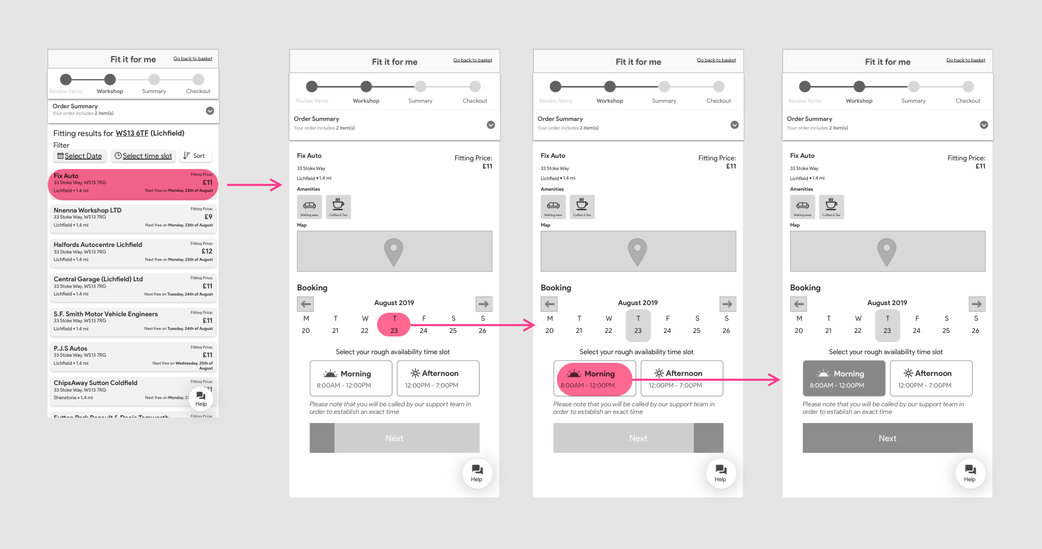 In-page date selection