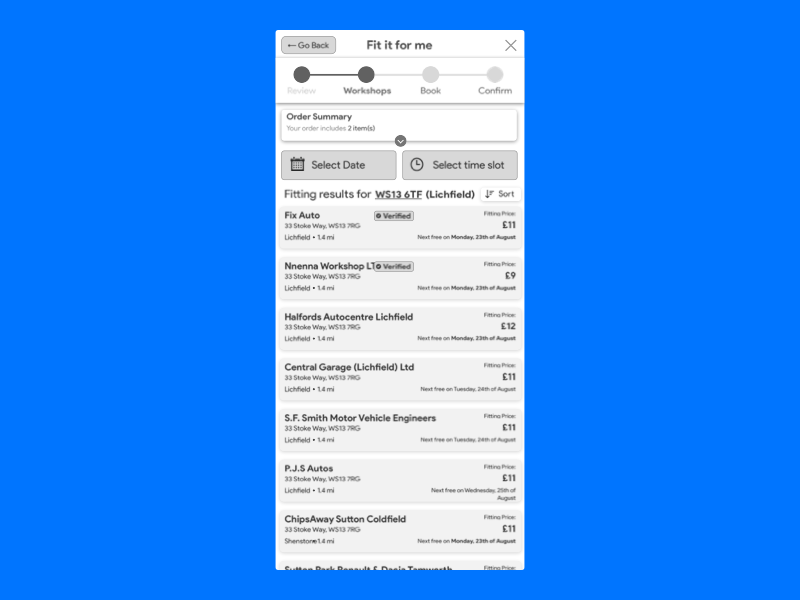 In-page time selection