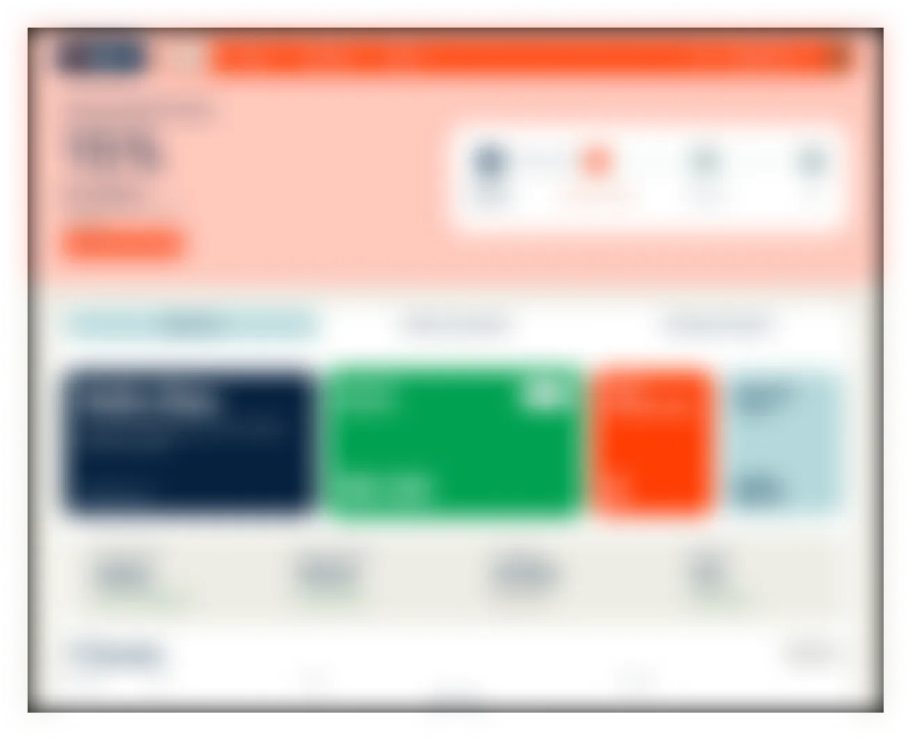 Platform dashboard, blurred under NDA