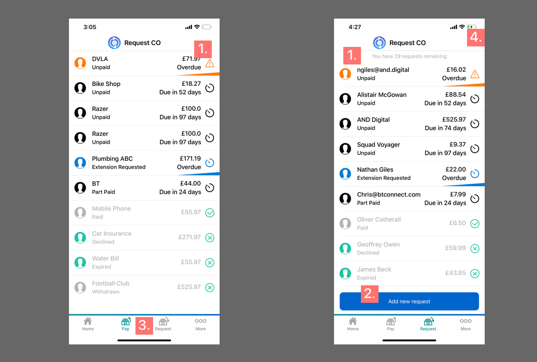 Development build — pay request